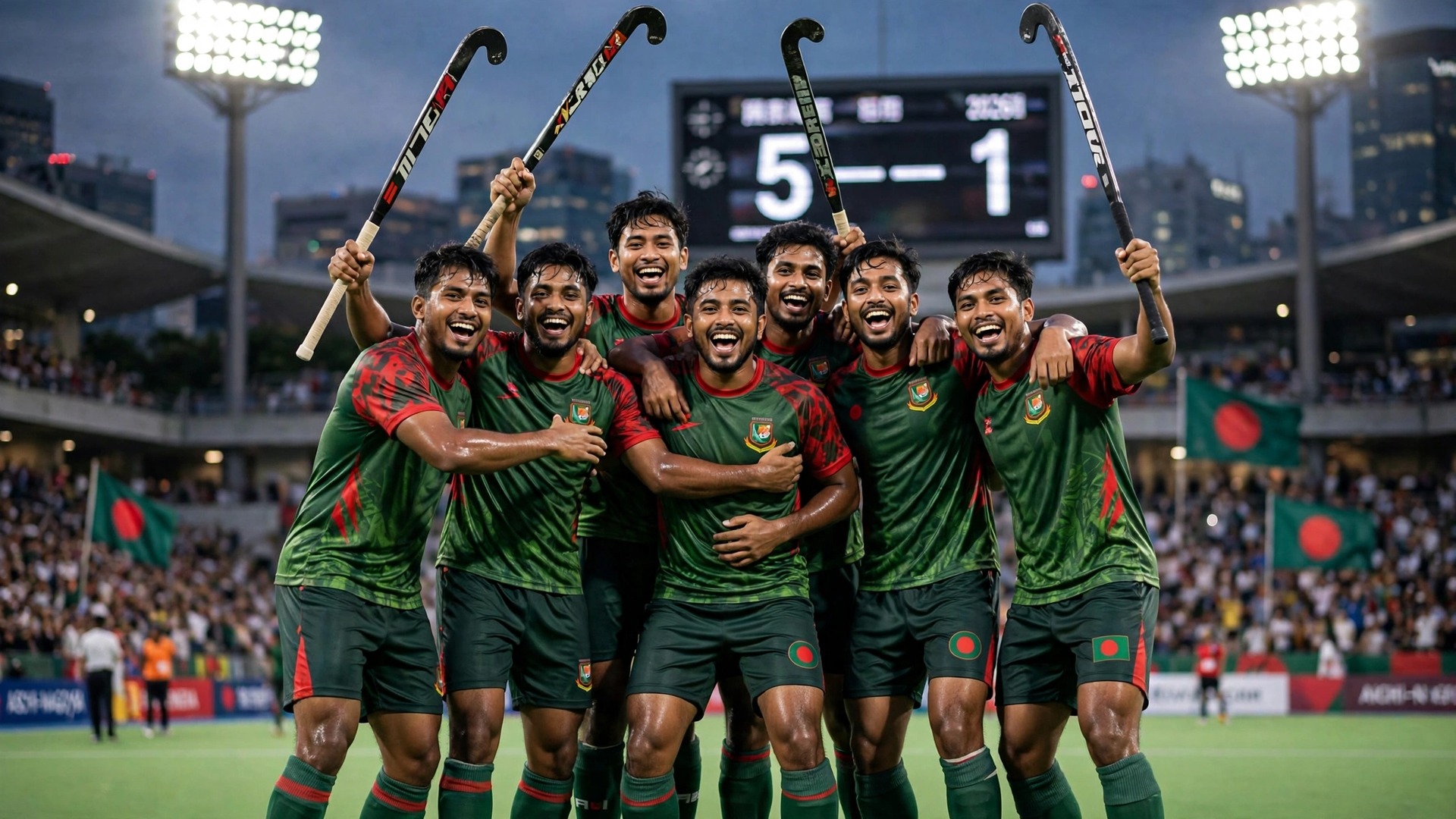 এশিয়ান গেমসে শ্রীলঙ্কাকে ৫ গোলে উড়িয়ে বাংলাদেশ হকির প্রথম জয়