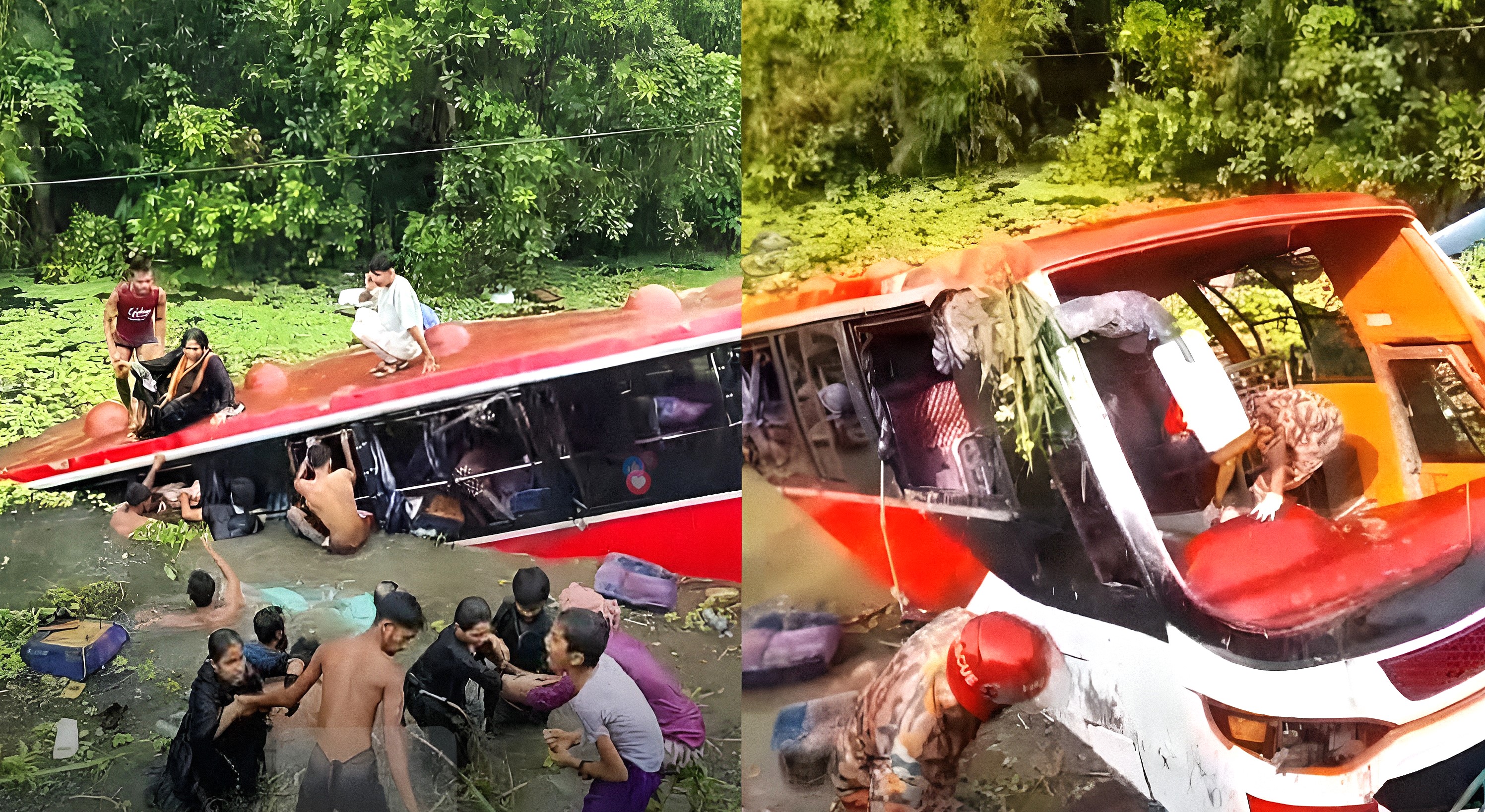 ফরিদপুরের ভাঙ্গায় যাত্রীবাহী বাস ডোবায়, আহত অন্তত ২০